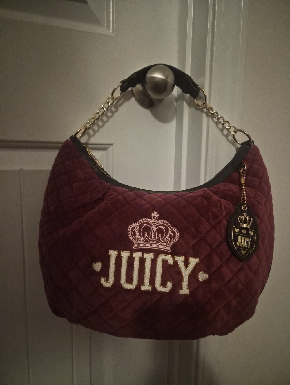 NWOT Juicy Couture Burgundy Crescent Hobo Bag
